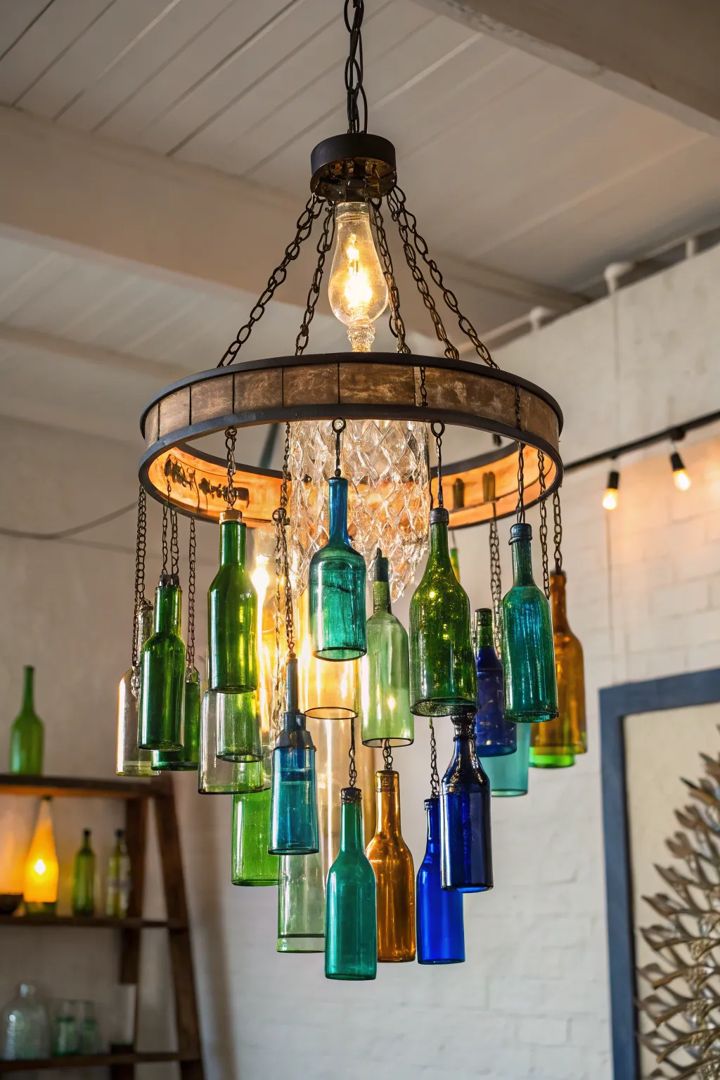 Illuminate your space with a touch of elegance and sustainability—create your own DIY bottle chandelier!