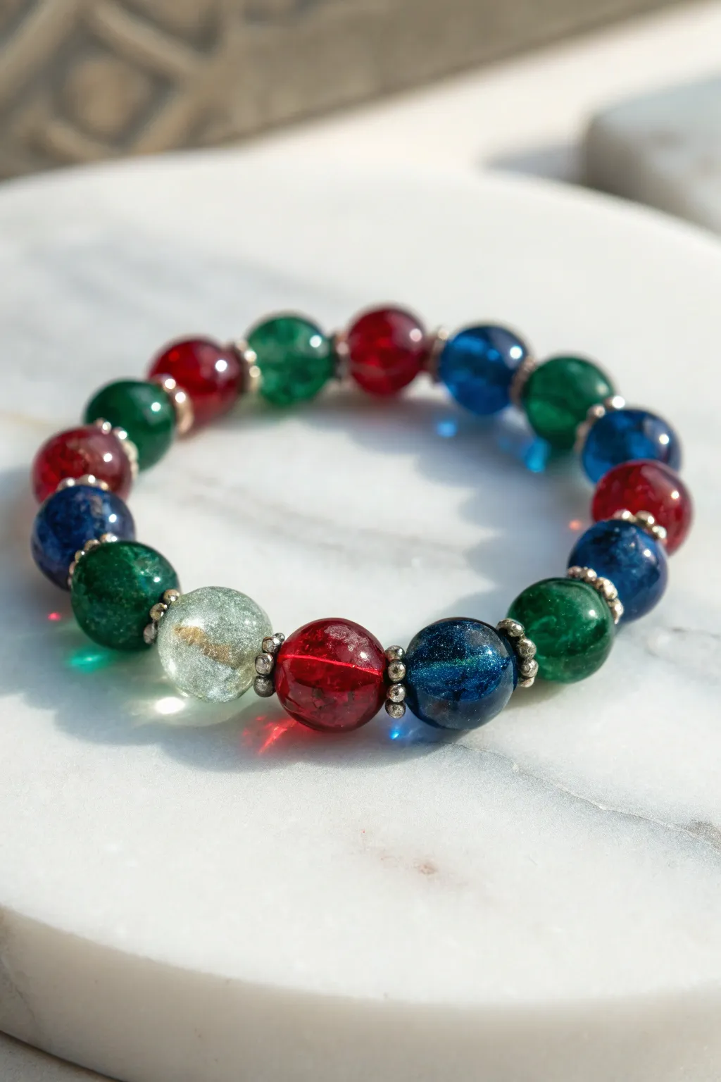 Embrace elegance with a touch of sparkle: Discover the irresistible allure of glass bead bracelets.