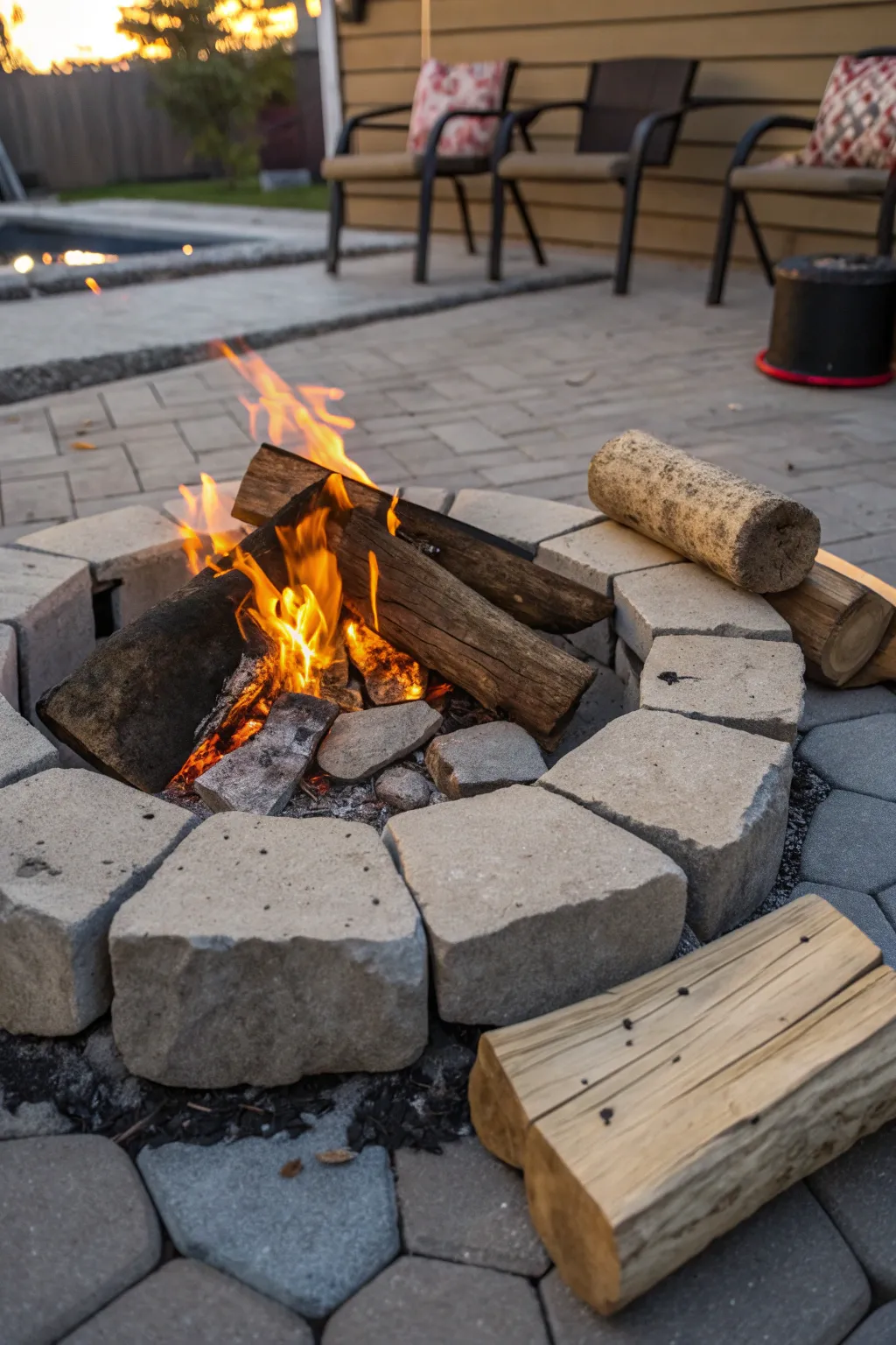 Transform your patio with this stunning rustic fire pit built from repurposed concrete—perfect for cozy gatherings!