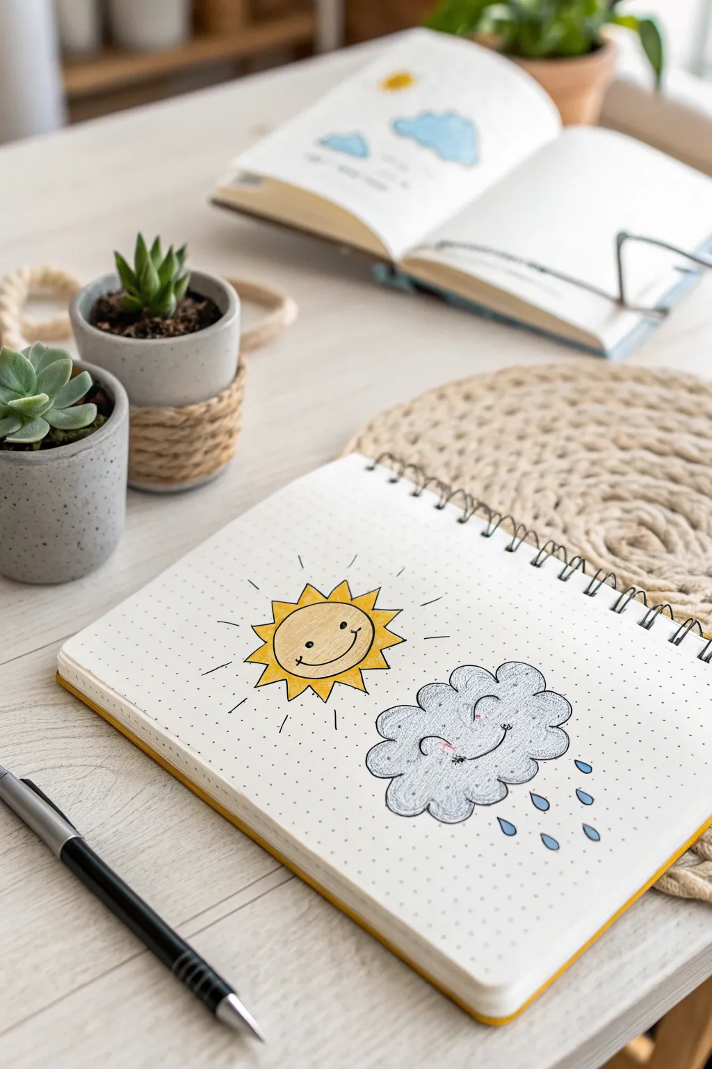 Add a touch of sunshine to your day with whimsical weather icons.