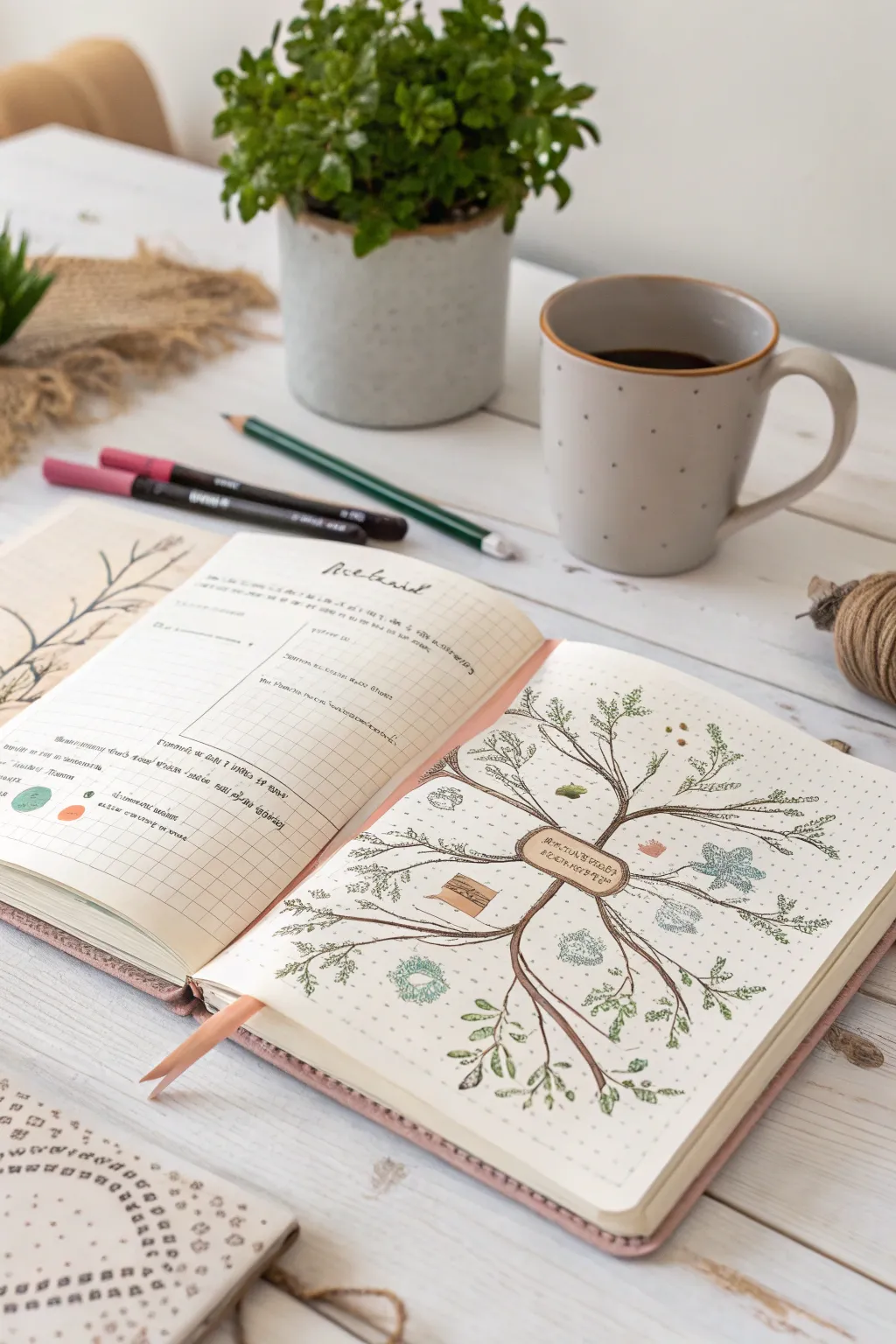 Let your ideas flourish like branches in a serene mind map. 🌿✨ #BulletJournalBeauty #MindMapMagic
