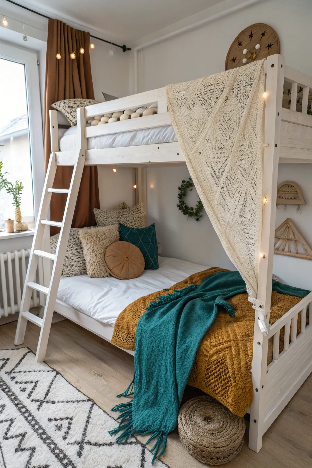 Dive into a Pillow Paradise: Where cozy meets chic in this dreamy bunk bed fort.