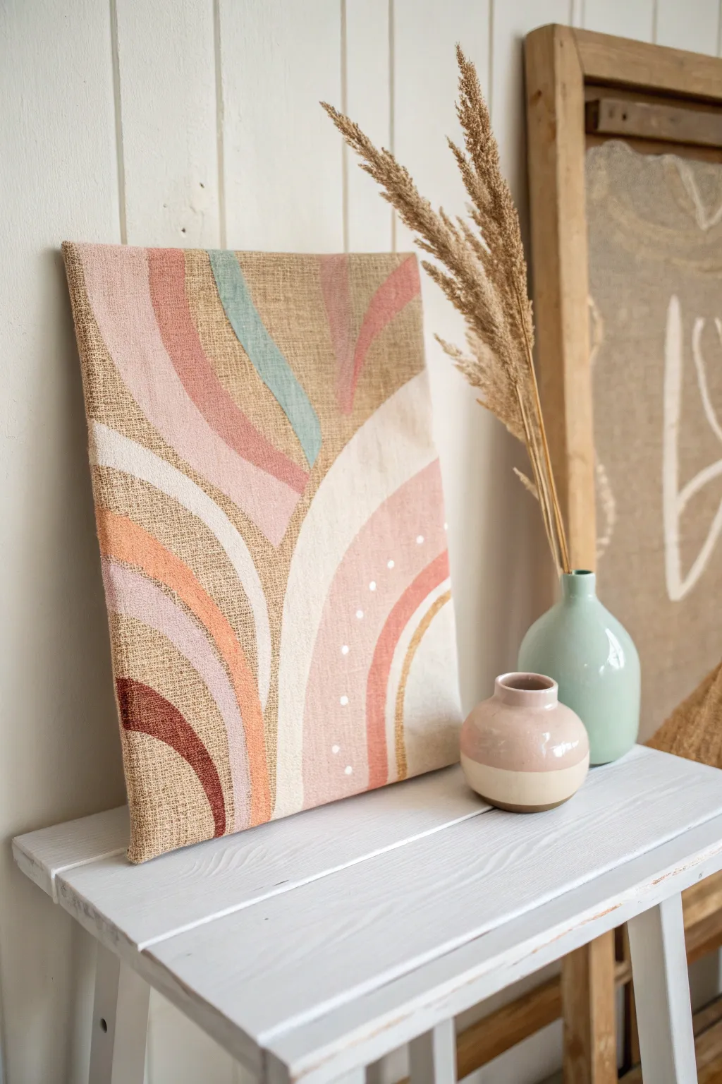 Discover the beauty of texture and simplicity with painted burlap.