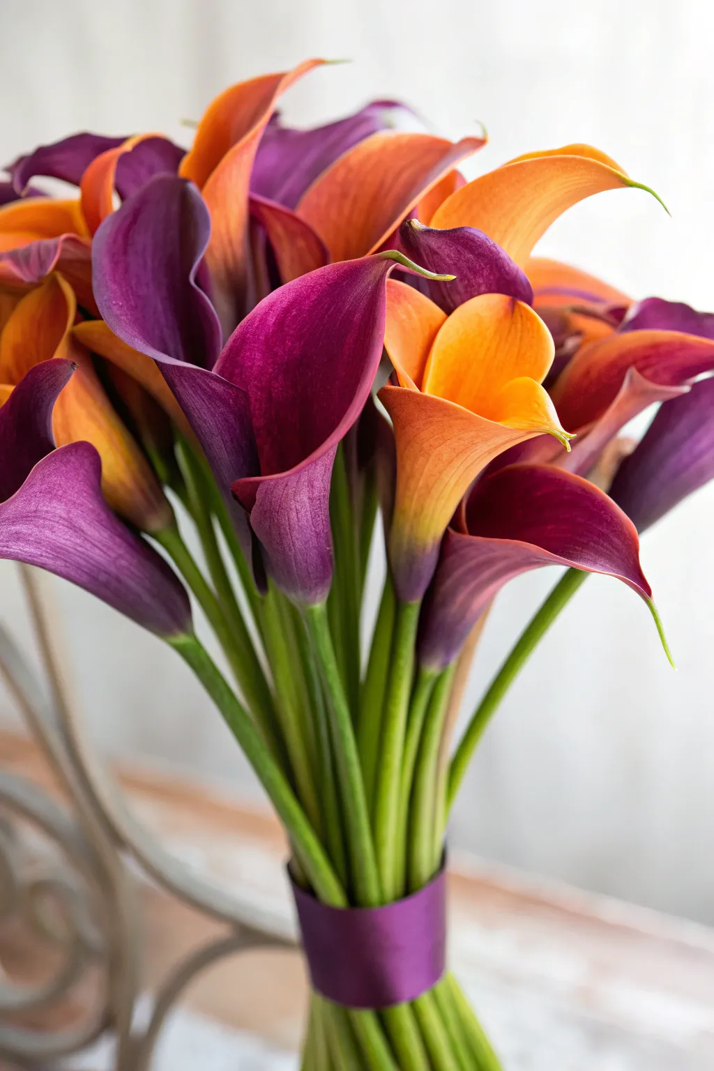 Bold and beautiful vibrant calla lily bouquet.
