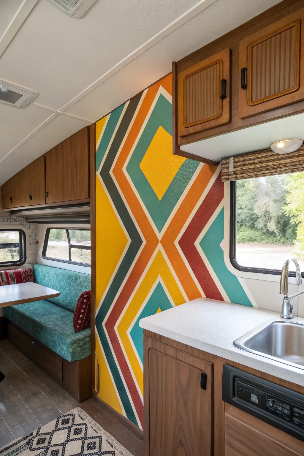 Transform your camper with a touch of retro charm and bold geometric patterns!