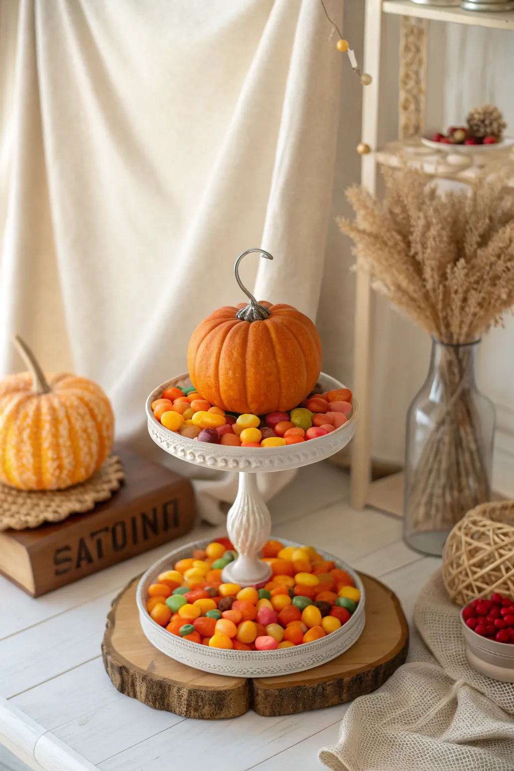 Embrace the magic of the season with a charming candy stand centerpiece. 🎃✨ #AutumnVibes #CandyArt