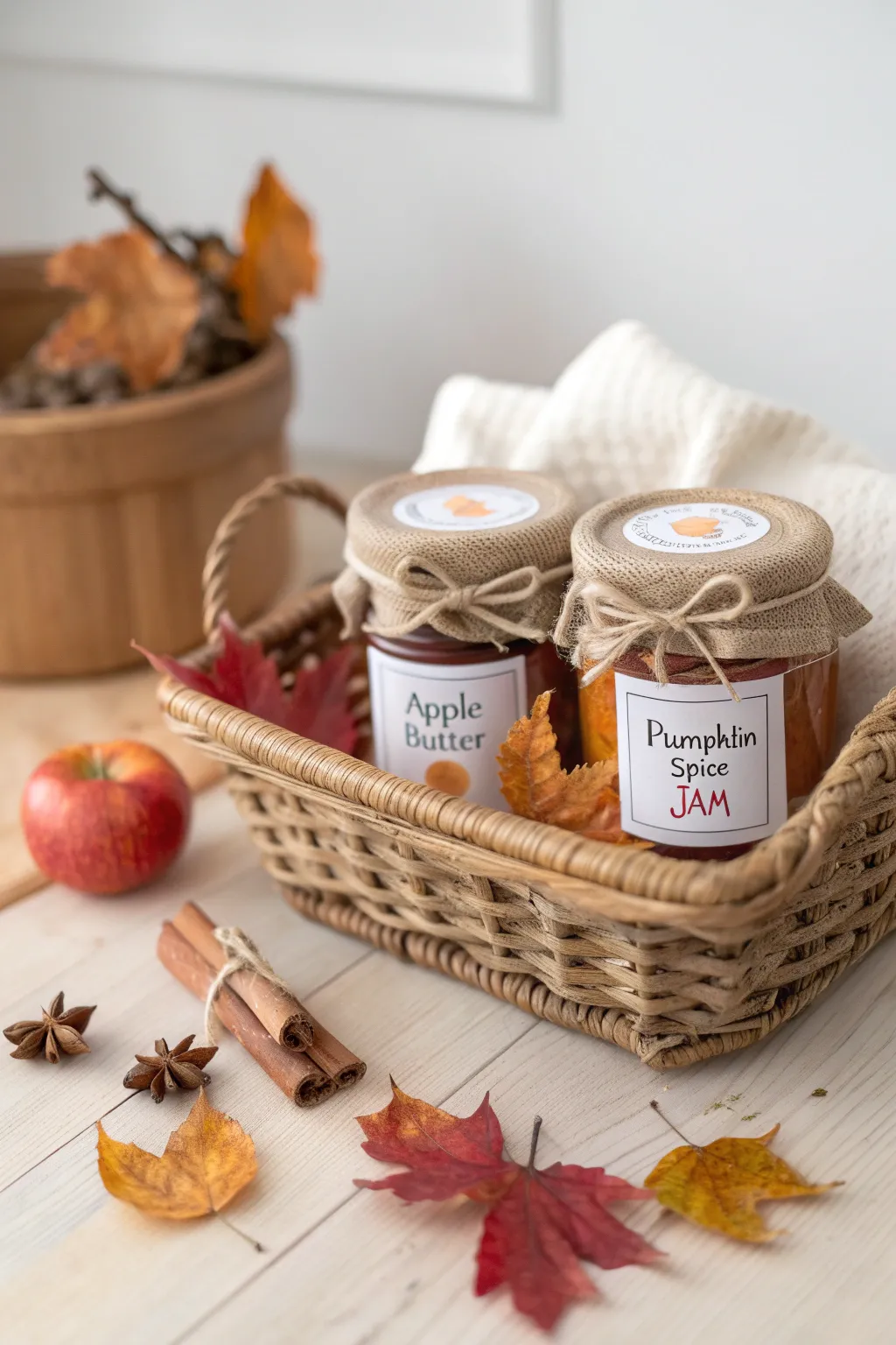 Capture the warmth of the season with a handcrafted canning gift basket, perfect for sharing the cozy flavors of fall.