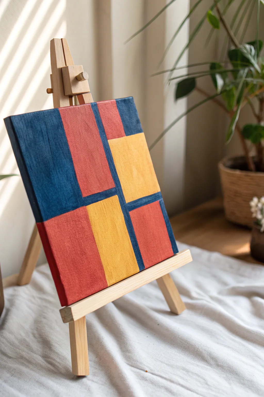 Dive into the world of abstract color play with bold blocks and geometric flair.