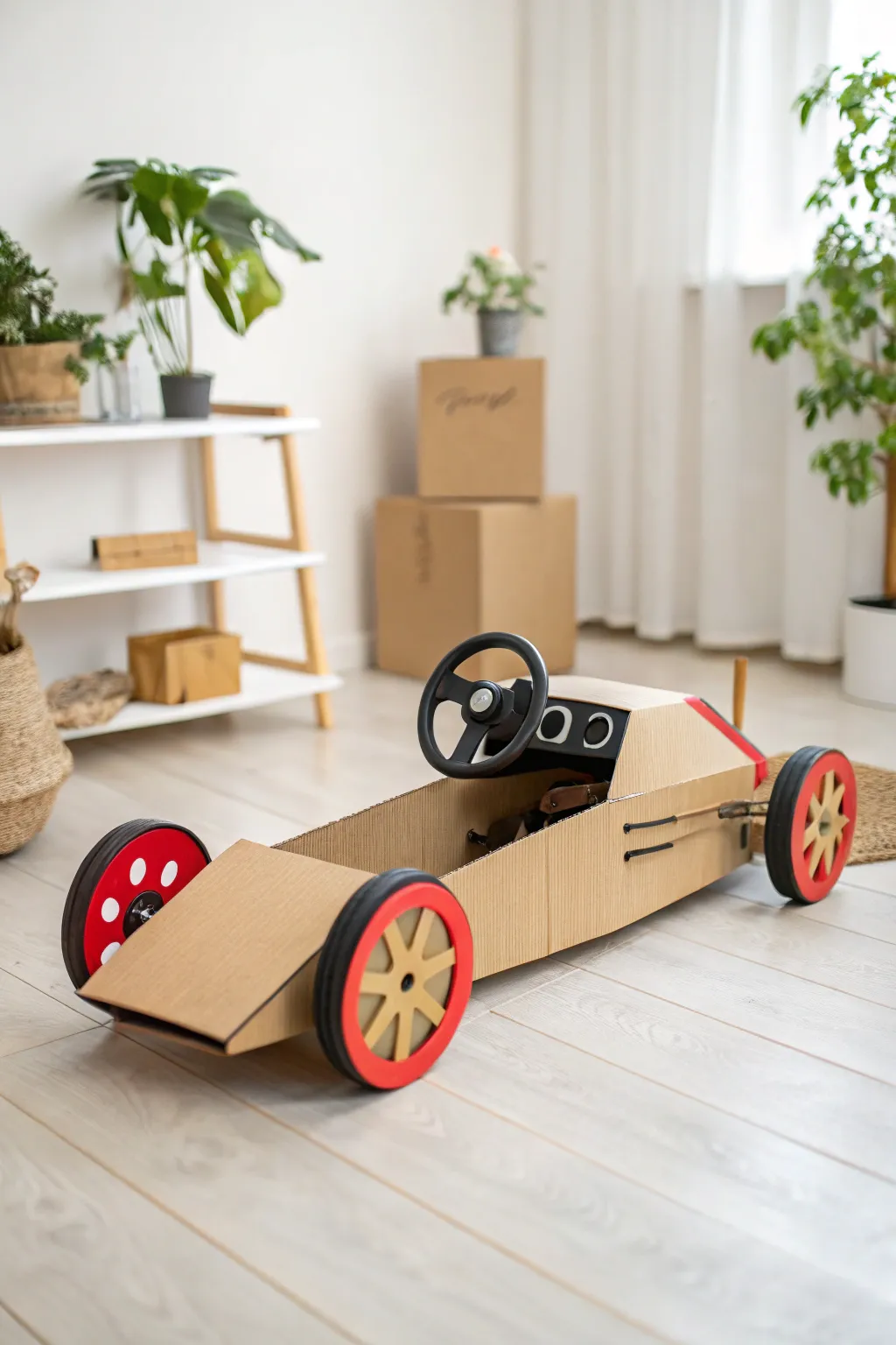 Zoom into creativity with this charming cardboard race car—where simplicity meets playful elegance!