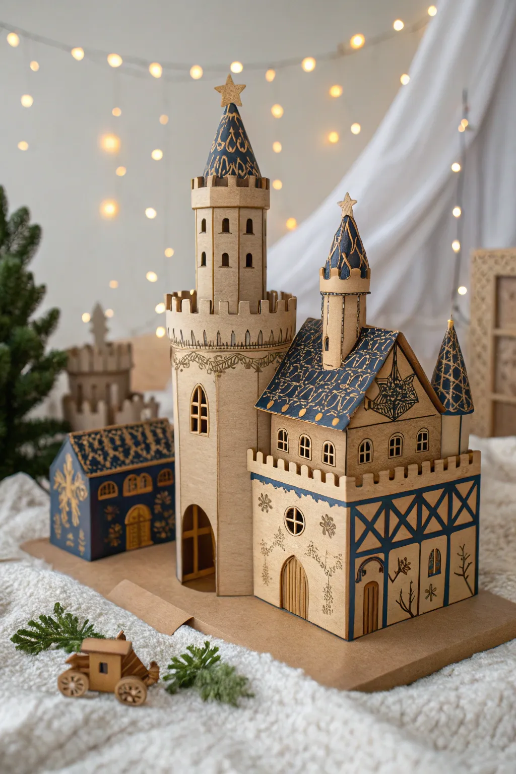 Craft your own miniature medieval hamlet and let your imagination roam free in this charming cardboard creation!