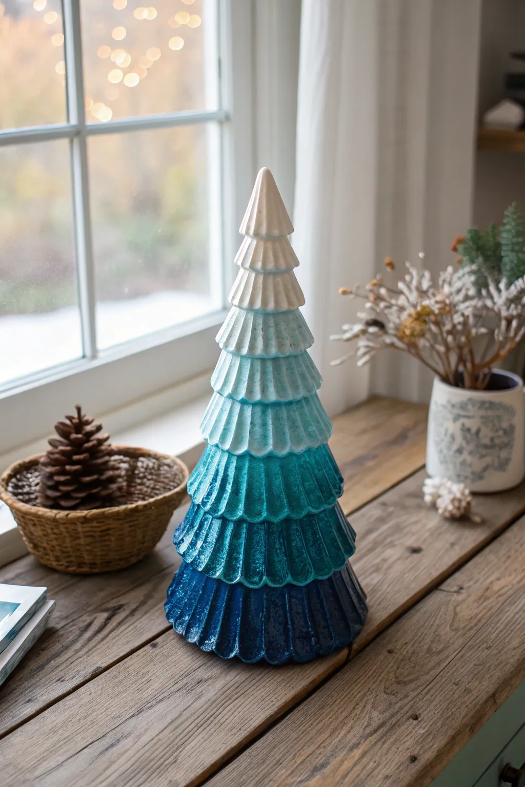 Embrace the festive season with a touch of artistry—this ombre ceramic tree blends vibrant hues with minimalist elegance.