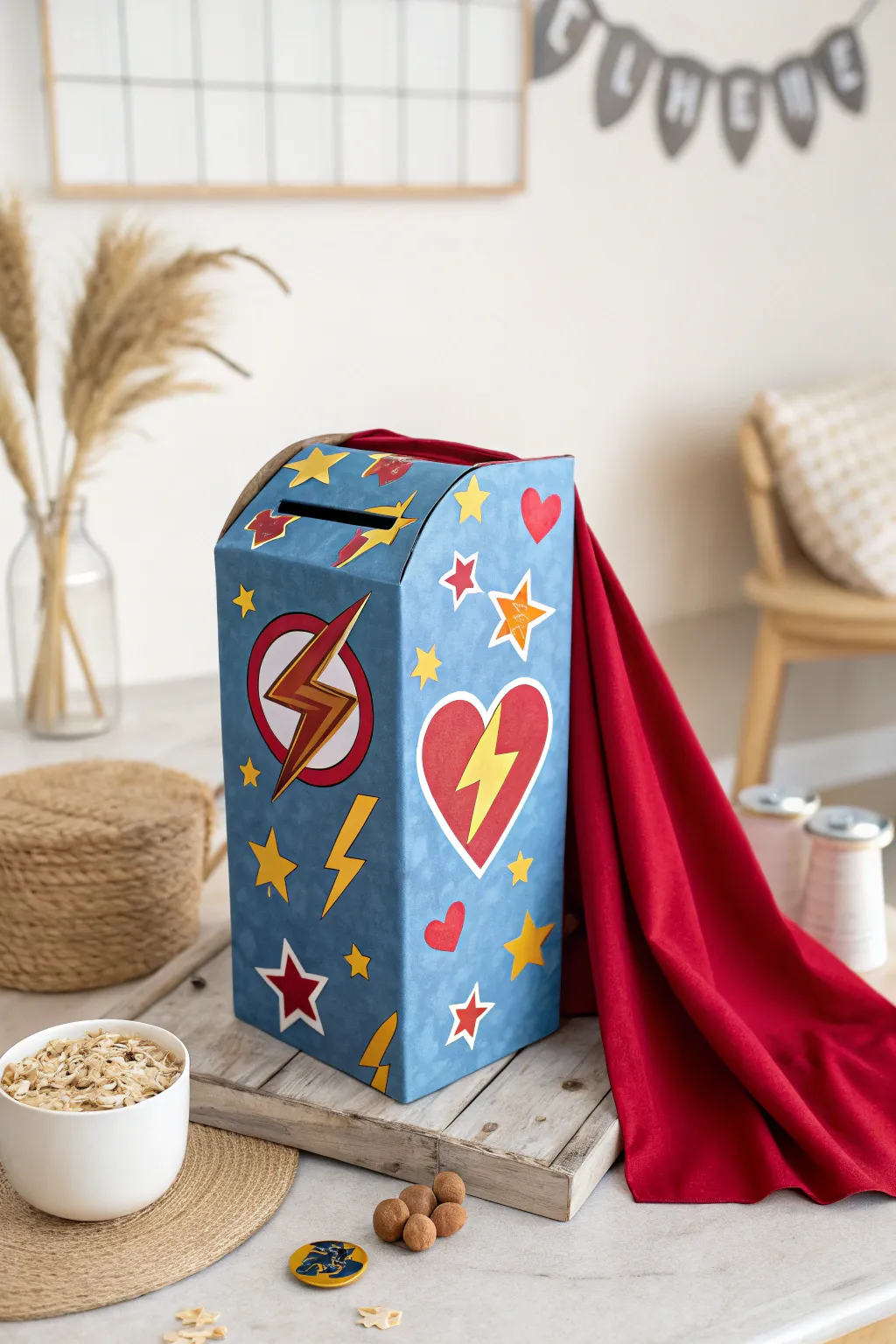 Unleash your inner hero with this superhero-themed Valentine mailbox! 💌🦸‍♀️ Bold, bright, and beautifully crafted for a touch of whimsy.