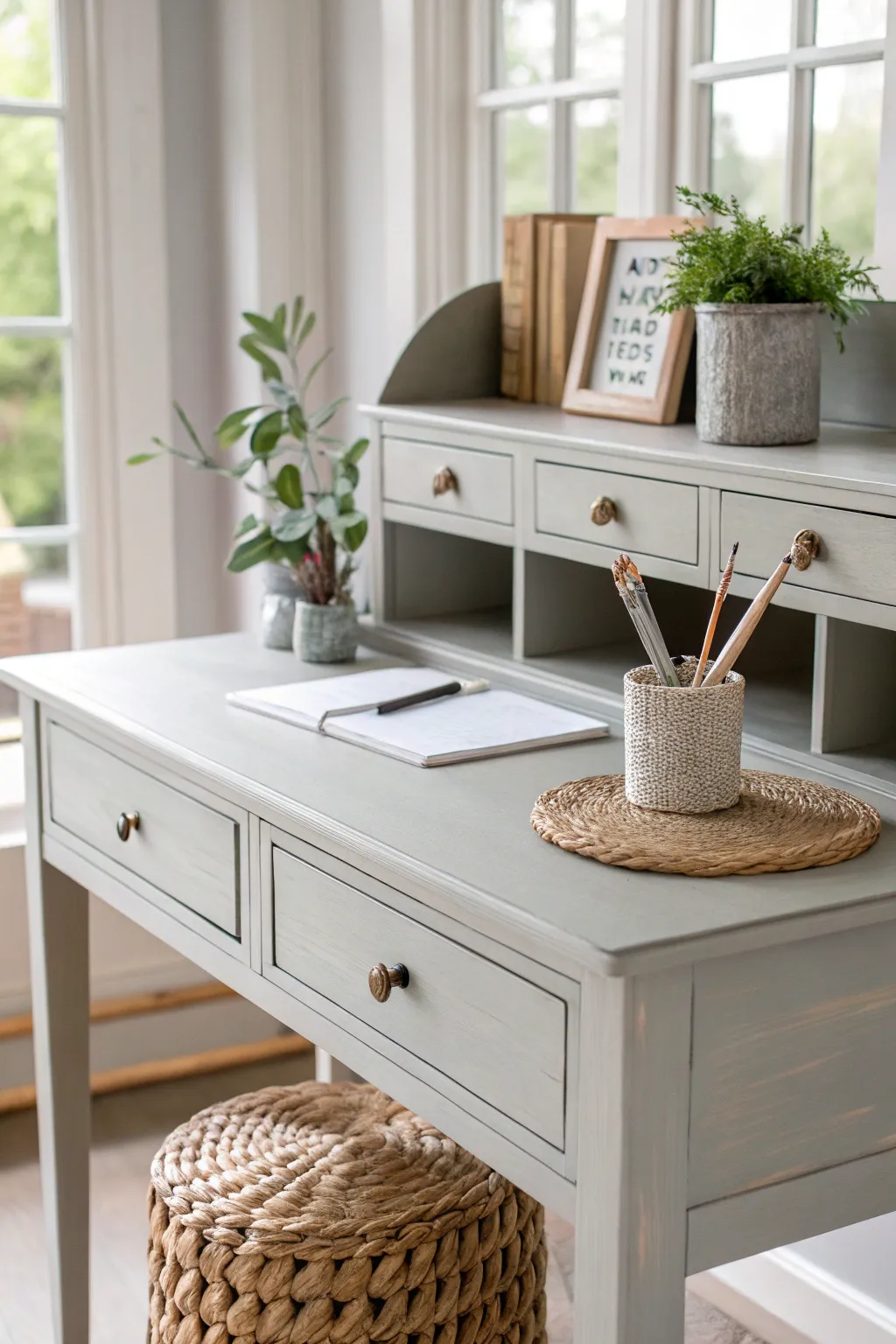 Transform your workspace with the charm of chalk paint – embrace simplicity and elegance.