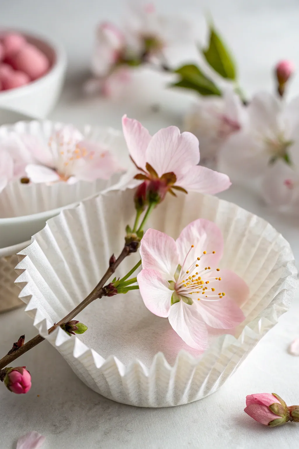 Delicate beauty crafted from simplicity: a coffee filter cherry blossom.