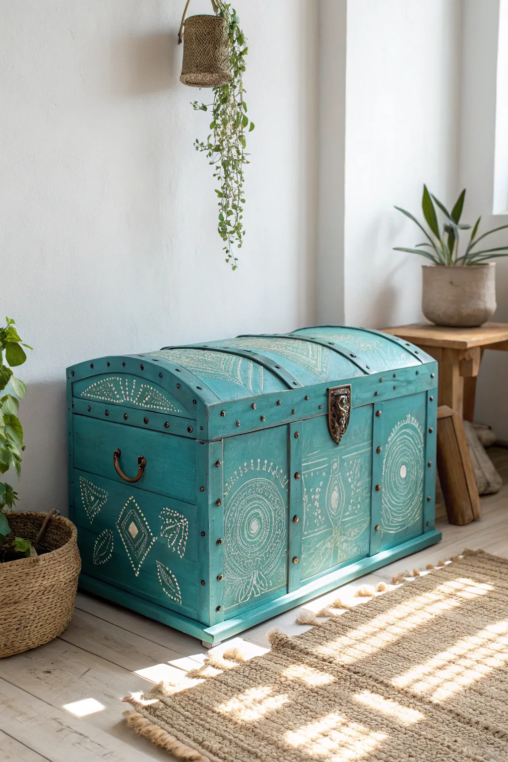 Transform your space with a pop of bold turquoise—where minimalist meets boho charm.