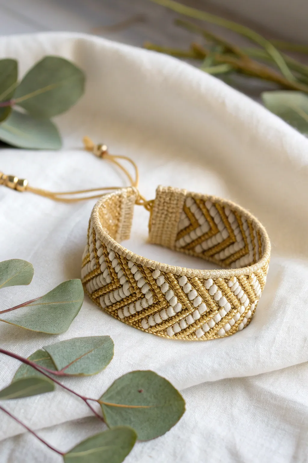 Elevate your style with a touch of metallic elegance in chevron patterns.
