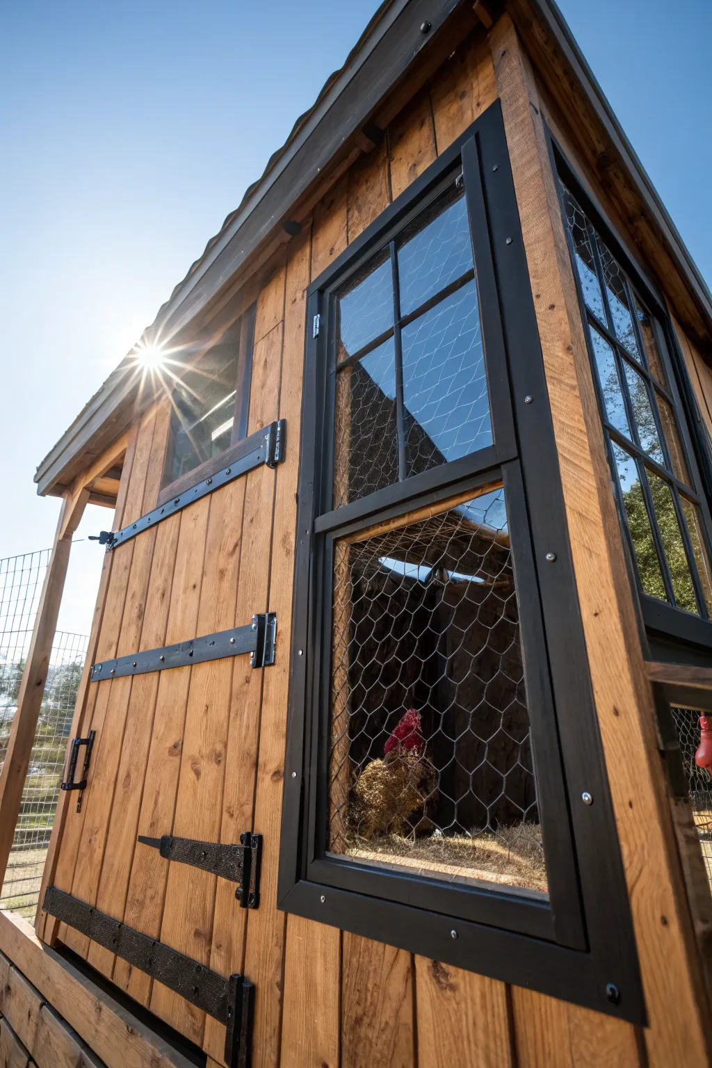 Bask in the brilliance of natural light with expertly crafted chicken coop windows.