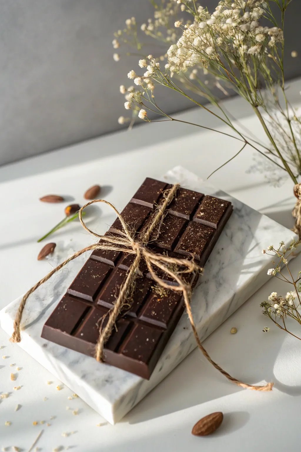 Rustic Elegance: Elevate your chocolate gifting with a touch of nature.