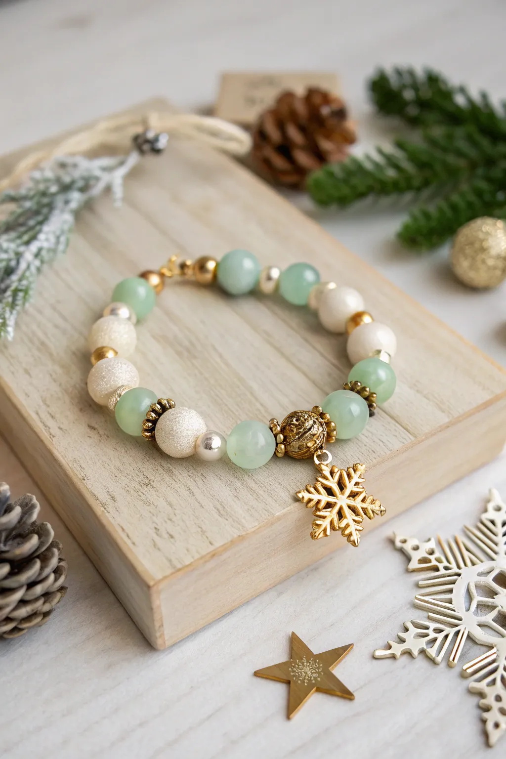 Embrace festive elegance with this stunning chunky charm bracelet, perfect for making a statement this holiday season.