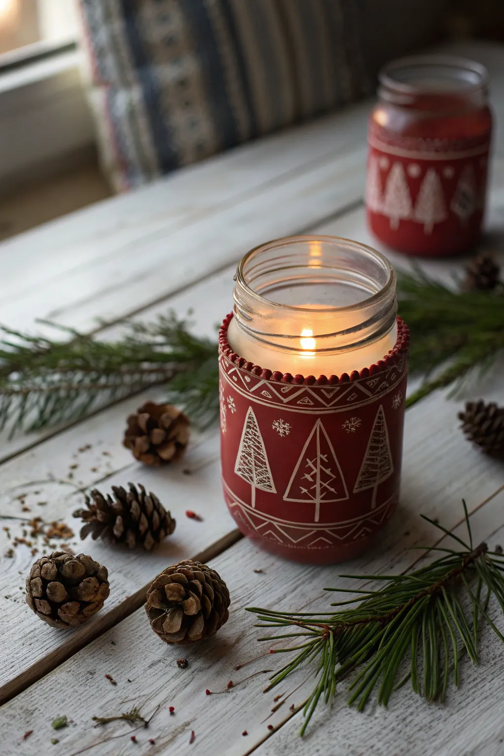Illuminate your holiday spirit with these charming handmade candle holders, where simplicity meets festive elegance.