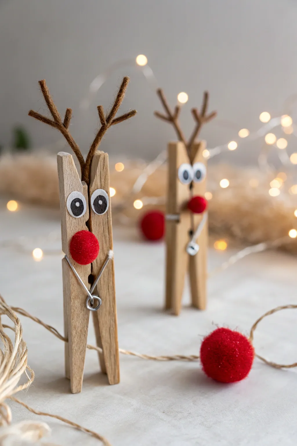 Add a touch of whimsical charm to your holiday decor with this delightful clothespin reindeer.