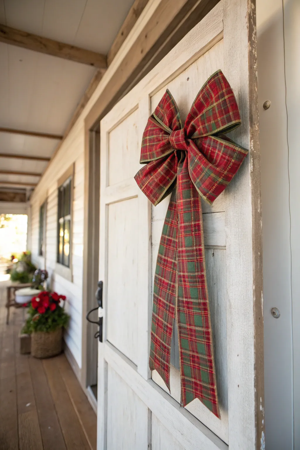 Embrace the cozy charm of Christmas with a classic plaid bow. 🎀✨ #ScandinavianChristmas #MinimalistDecor