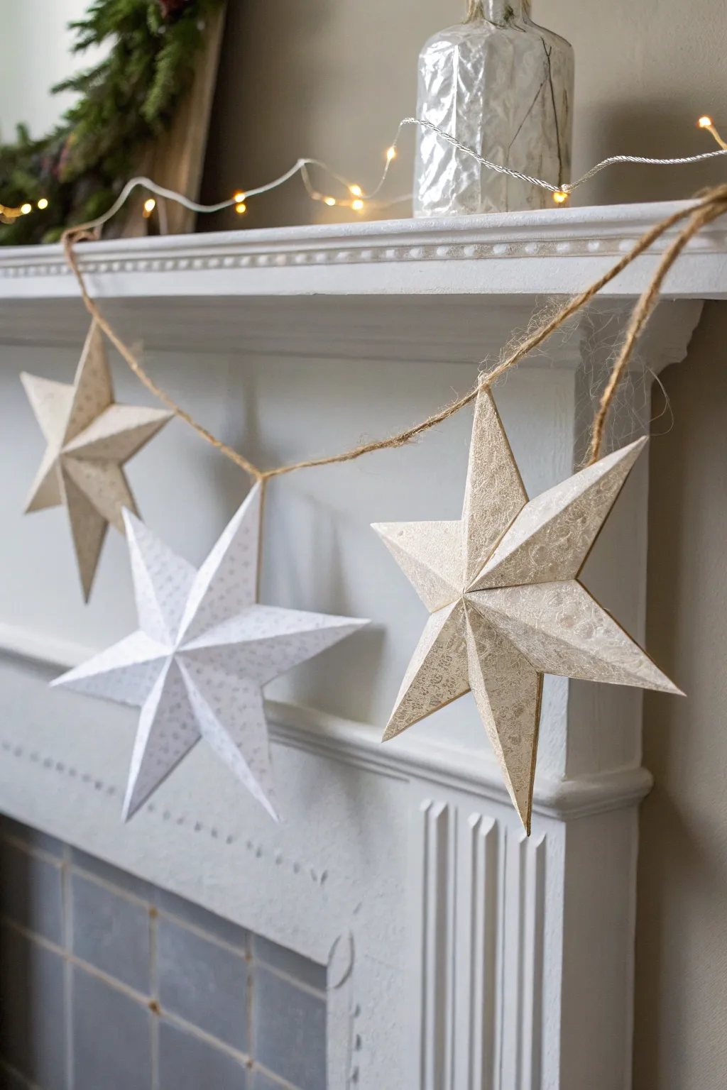 Add a touch of magic to your holiday decor with a handmade paper star garland, perfect for minimalist and boho-inspired spaces.