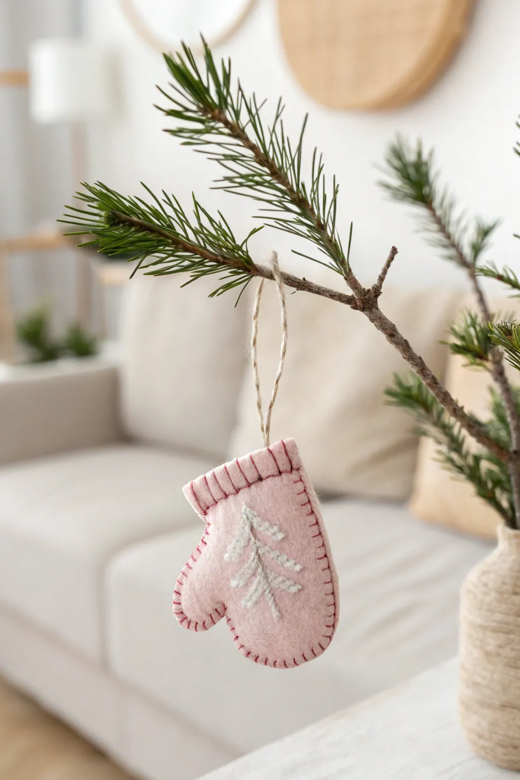 Embrace the cozy charm of winter with these delightful felt mitten ornaments, perfect for adding a handmade touch to your minimalist Christmas decor.
