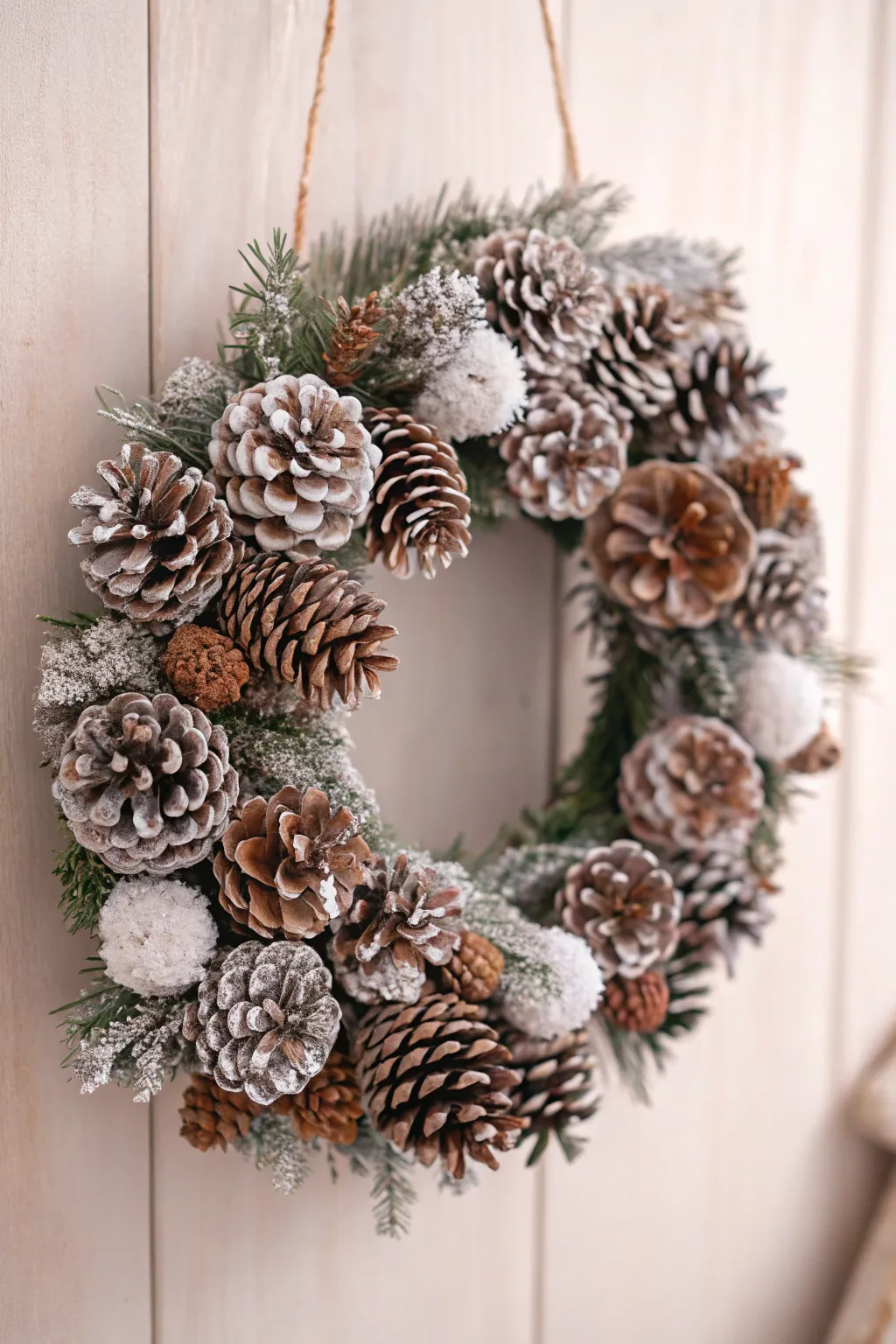 Embrace woodland whimsy this Christmas with a stunning pinecone wreath that captures the essence of nature and minimalist elegance.