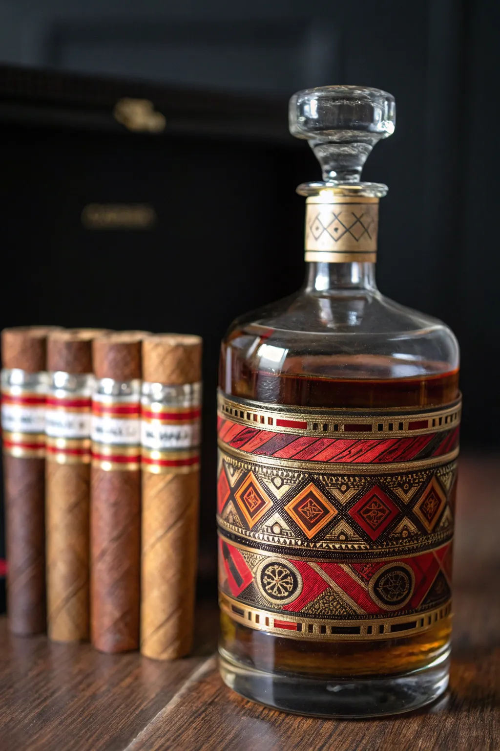 Elegance in Craftsmanship: Transform ordinary bottles into eye-catching decor with vibrant cigar bands.