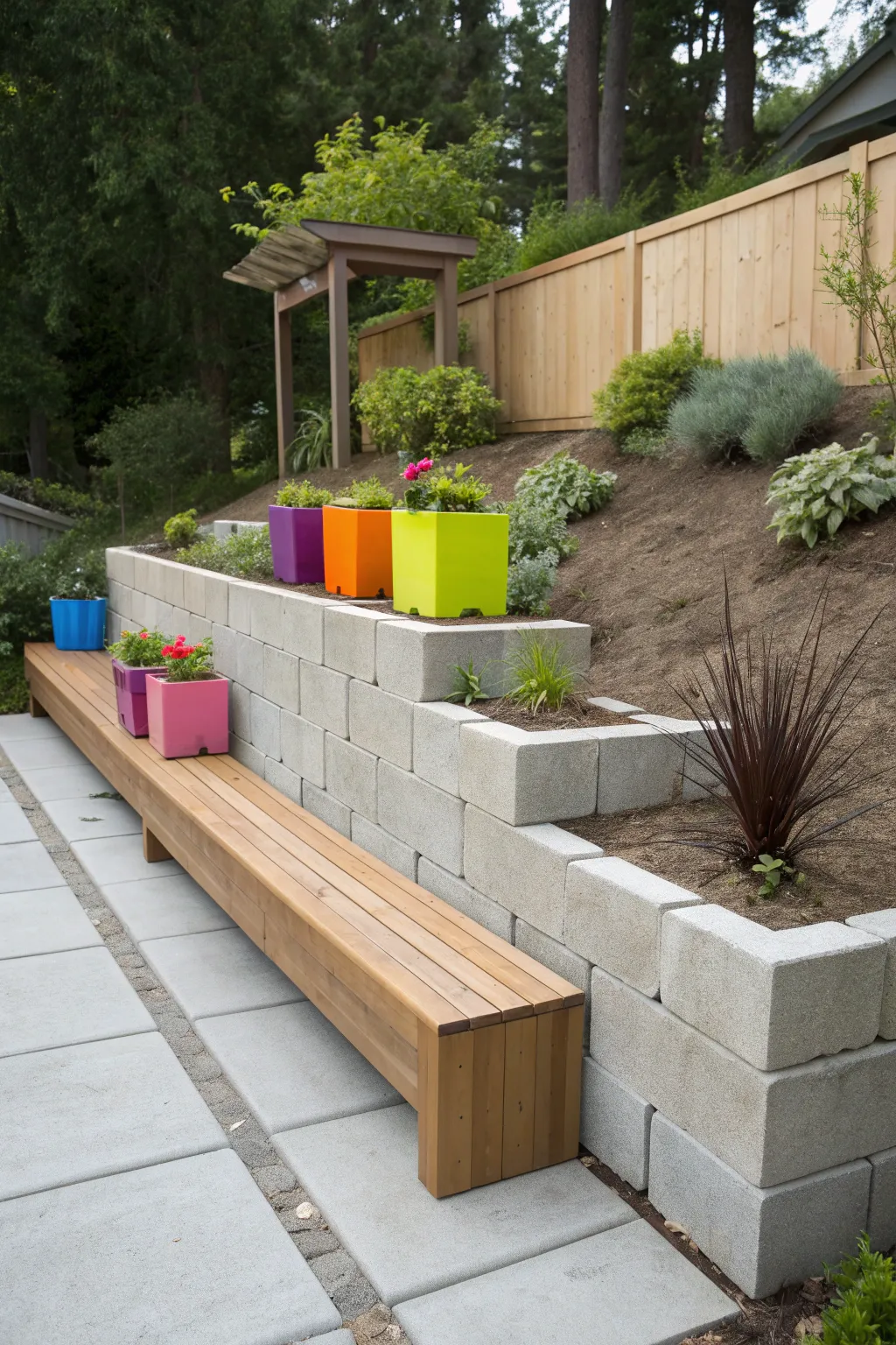 Transform your garden with a cinder block wall that merges functionality with flair.