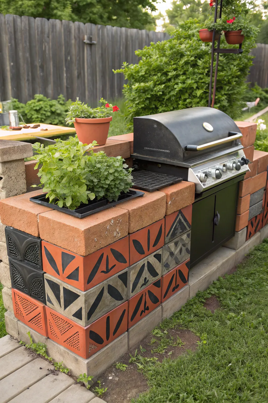 Transform your backyard into a Garden Oasis Grill with this handcrafted cinder block masterpiece.