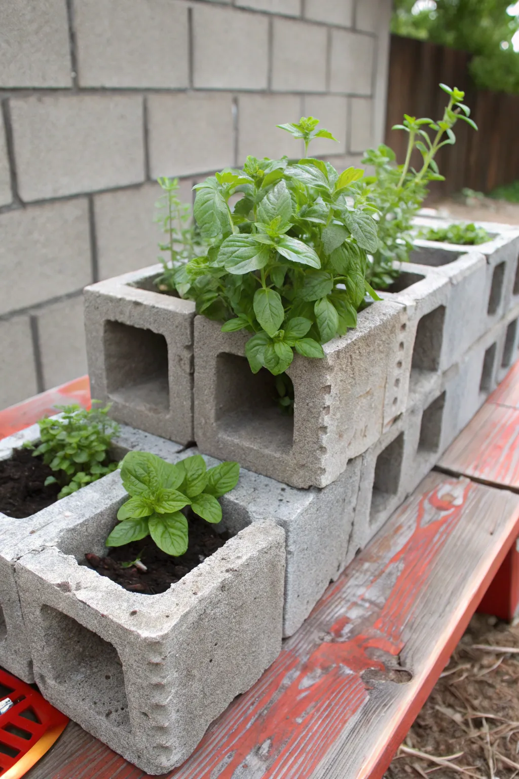 Elevate your space with a rugged yet refined cinder block herb planter table — where craftsmanship meets culinary convenience.