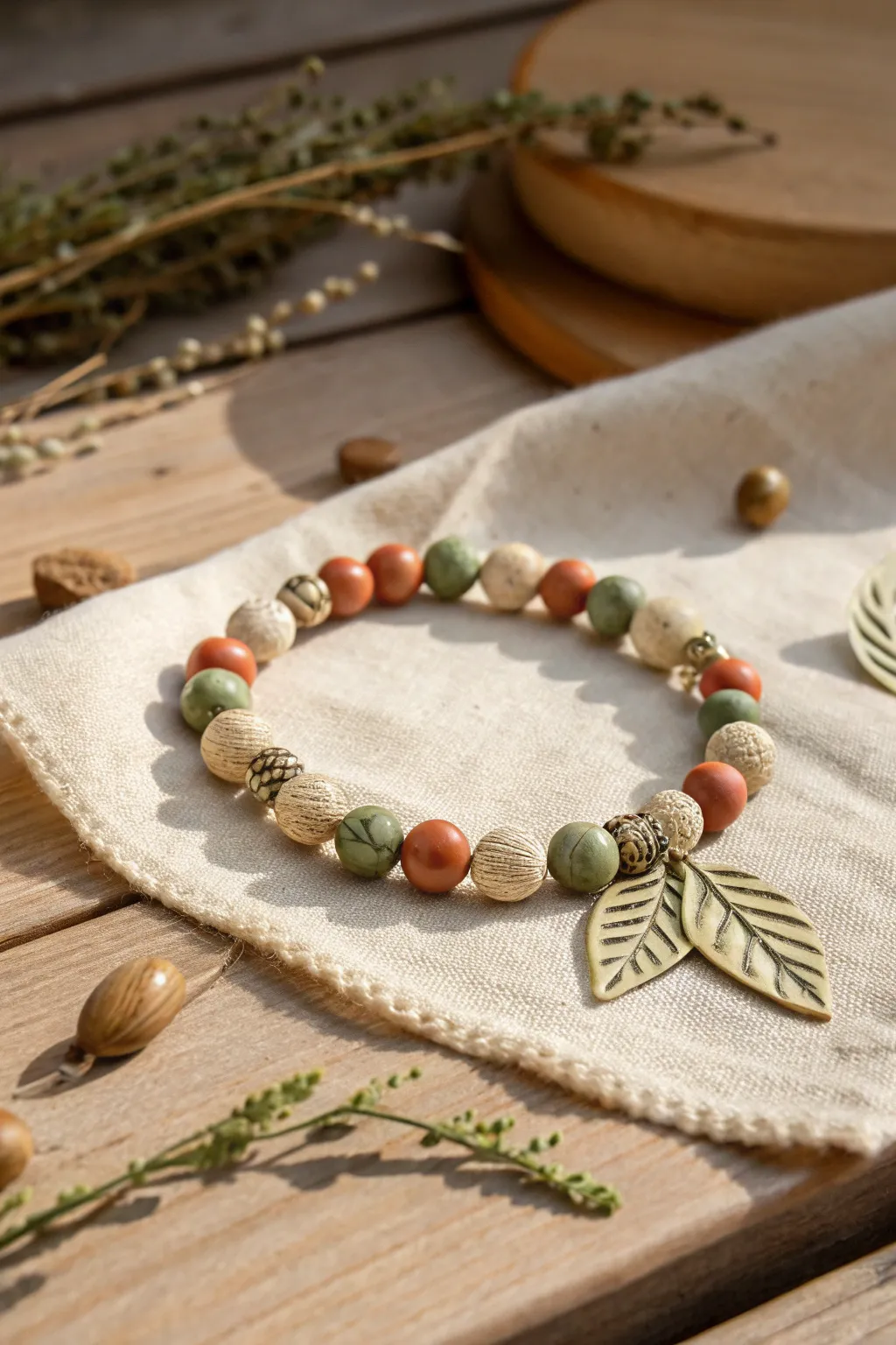 Embrace nature's hues with this earthy clay bead bracelet, perfect for serene strolls and peaceful reflections.