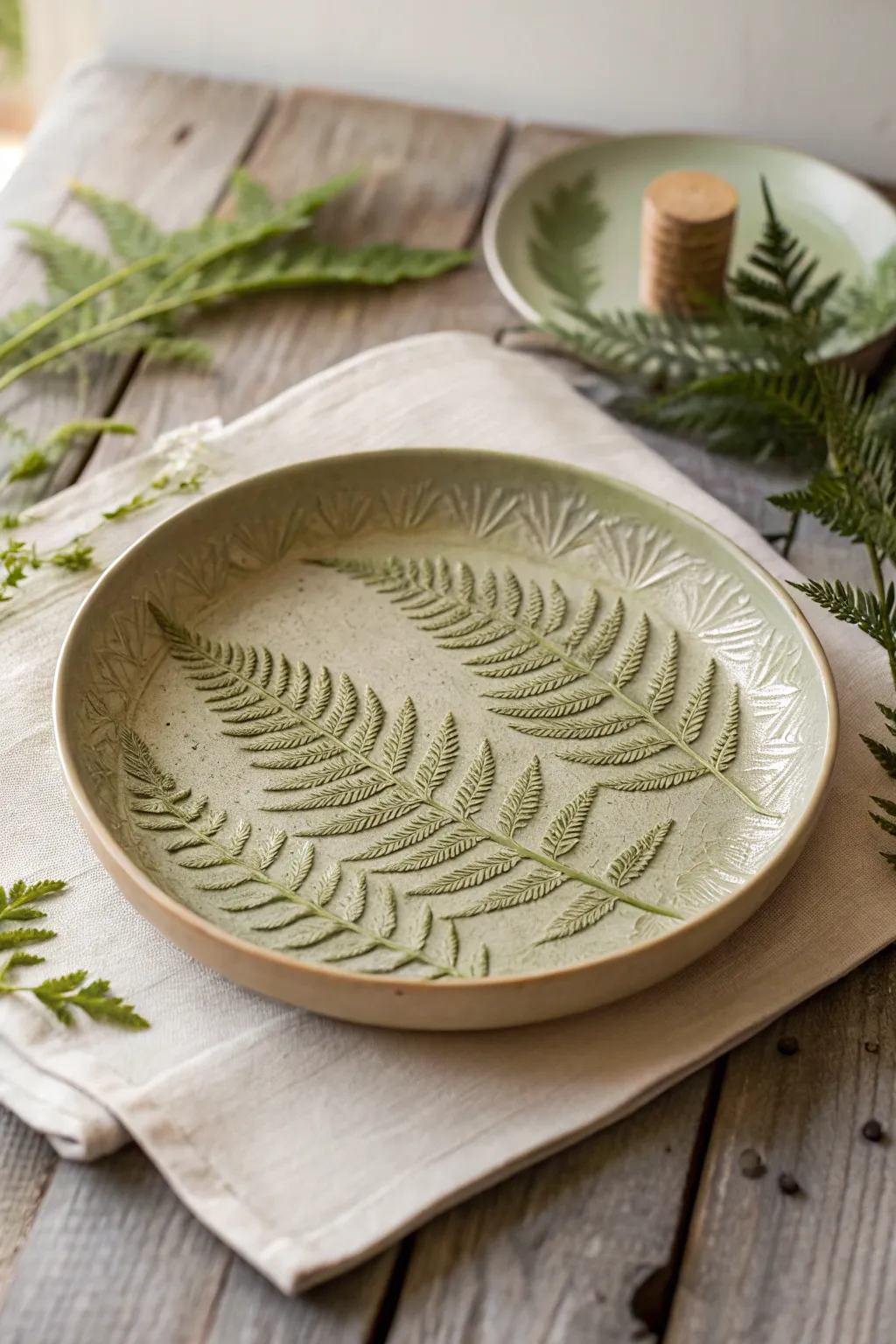 Embrace nature's elegance with handcrafted clay plates that bring the outdoors to your table.