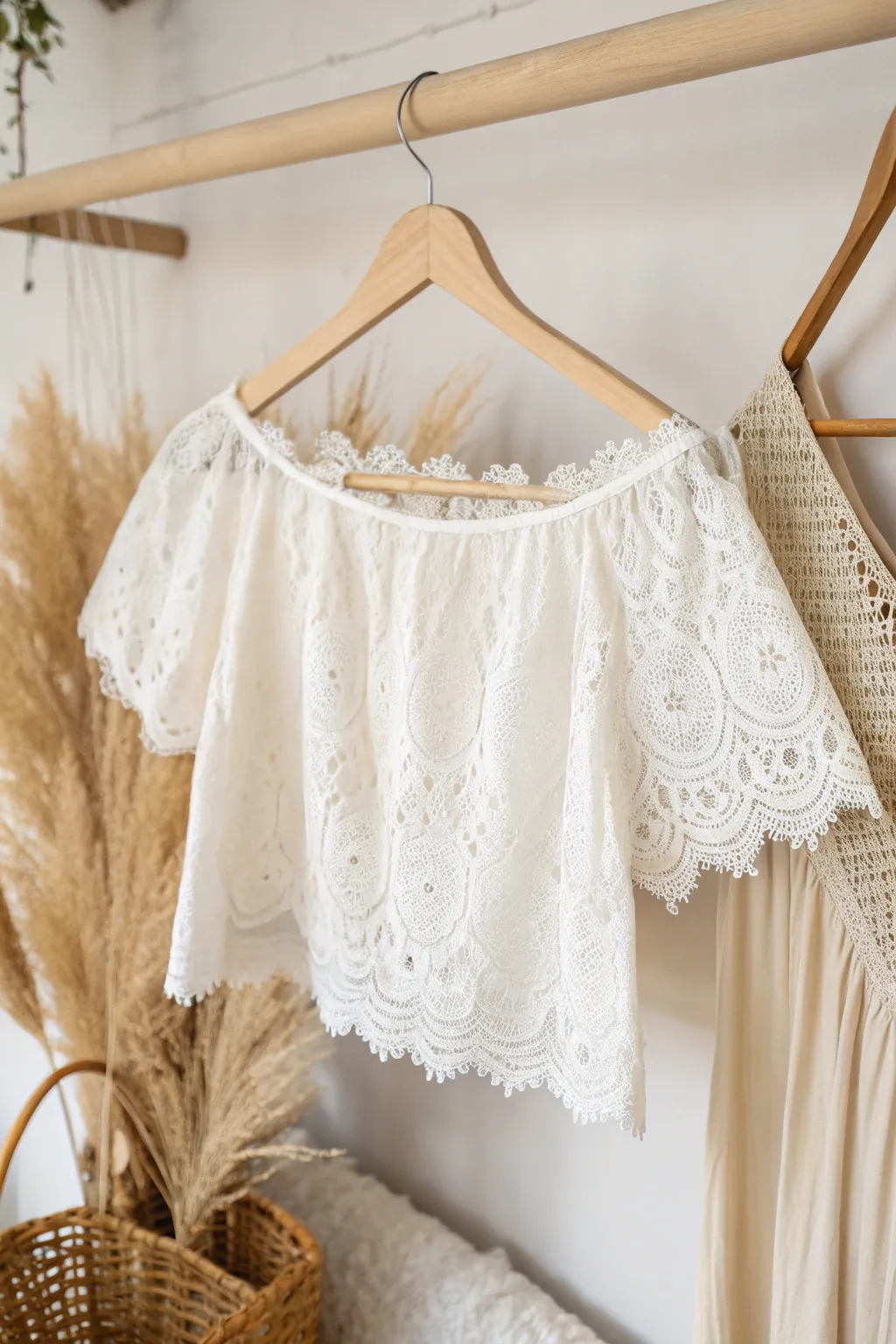 Embrace effortless elegance with this DIY boho off-shoulder lace top, a perfect blend of simplicity and charm.