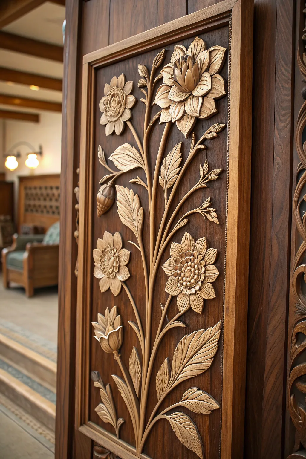 Experience the elegance of nature with this exquisite CNC-carved floral masterpiece, where craftsmanship meets artistry.
