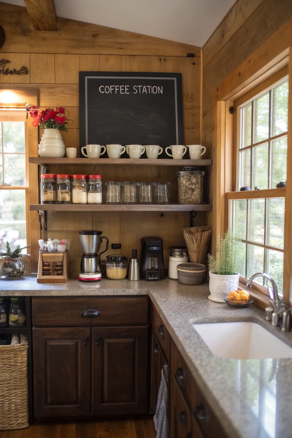 A chalkboard menu adds personality and charm to your coffee corner.