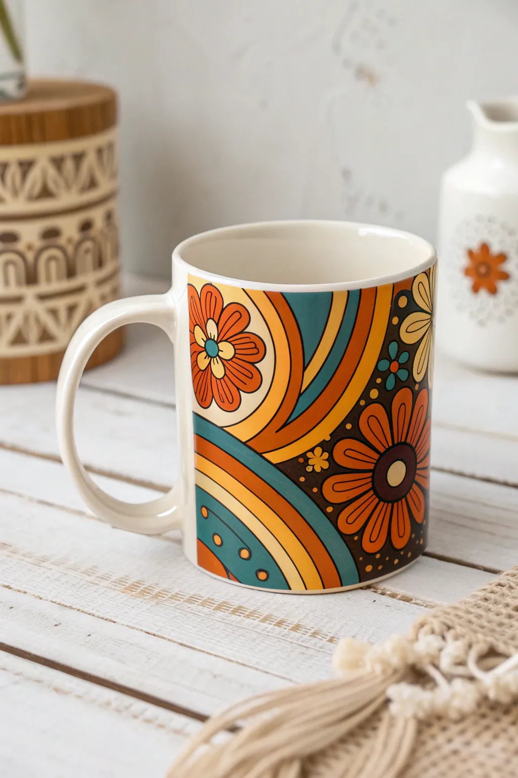 Sip in style with retro vibes! This vintage-inspired mug adds a pop of the '70s charm to your morning routine.