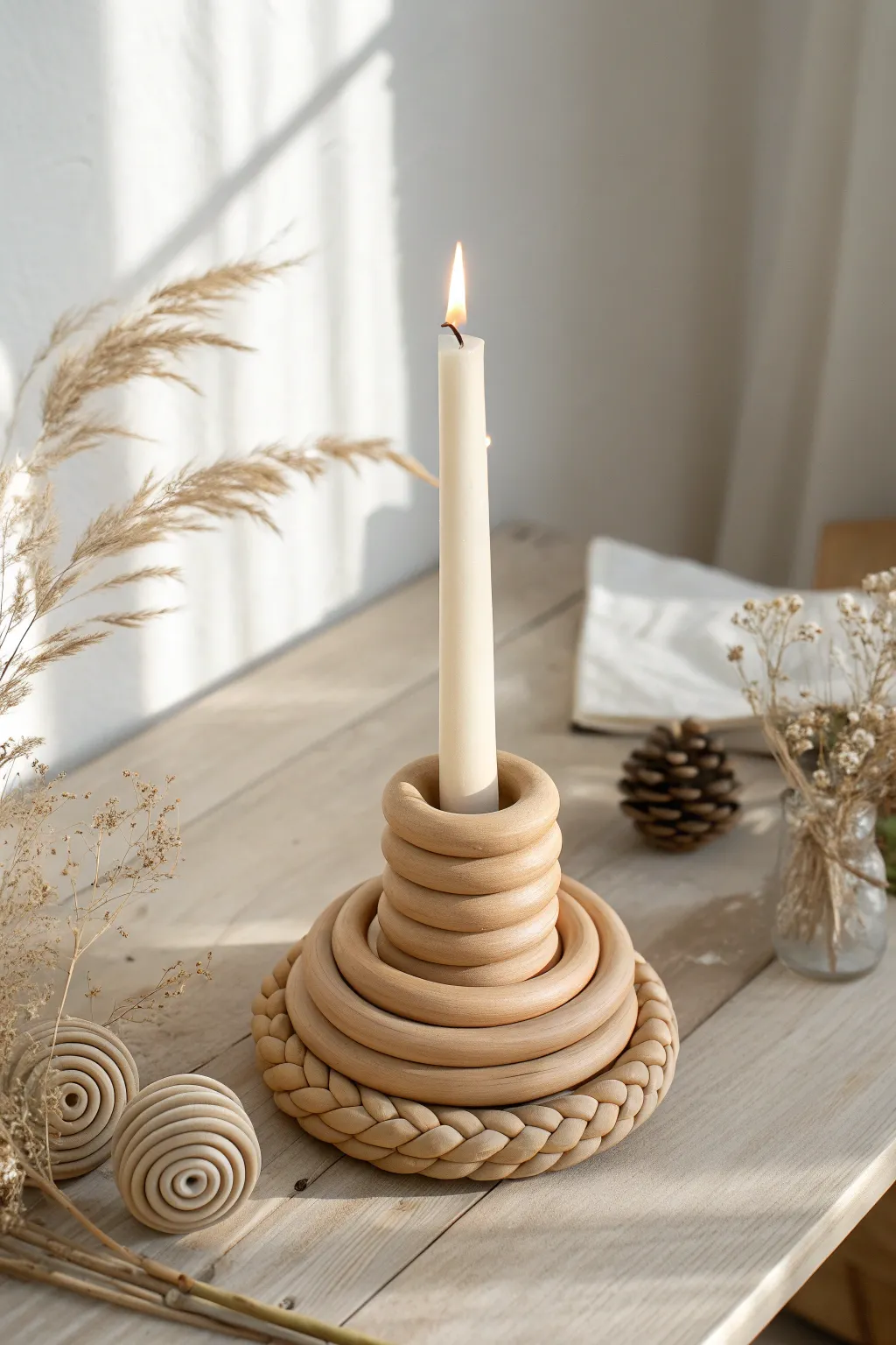Illuminate your space with handcrafted elegance: Discover the beauty of coil candle holders.