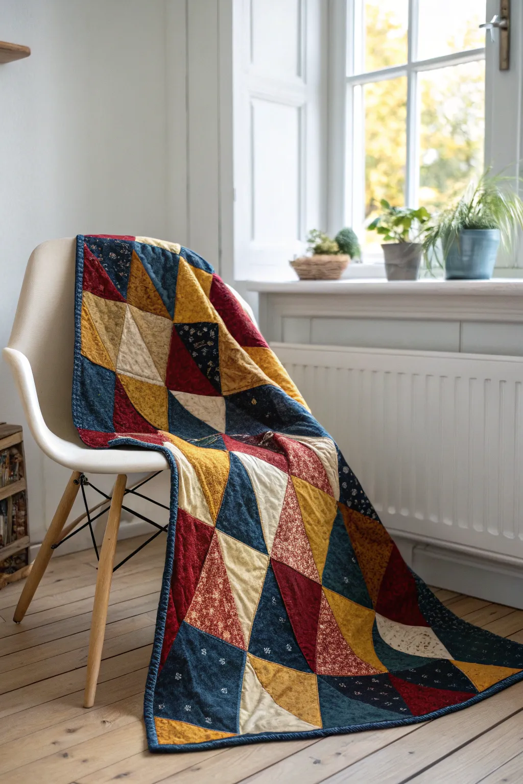 Add a splash of color with a handcrafted quilt that marries Scandinavian simplicity with bohemian flair.