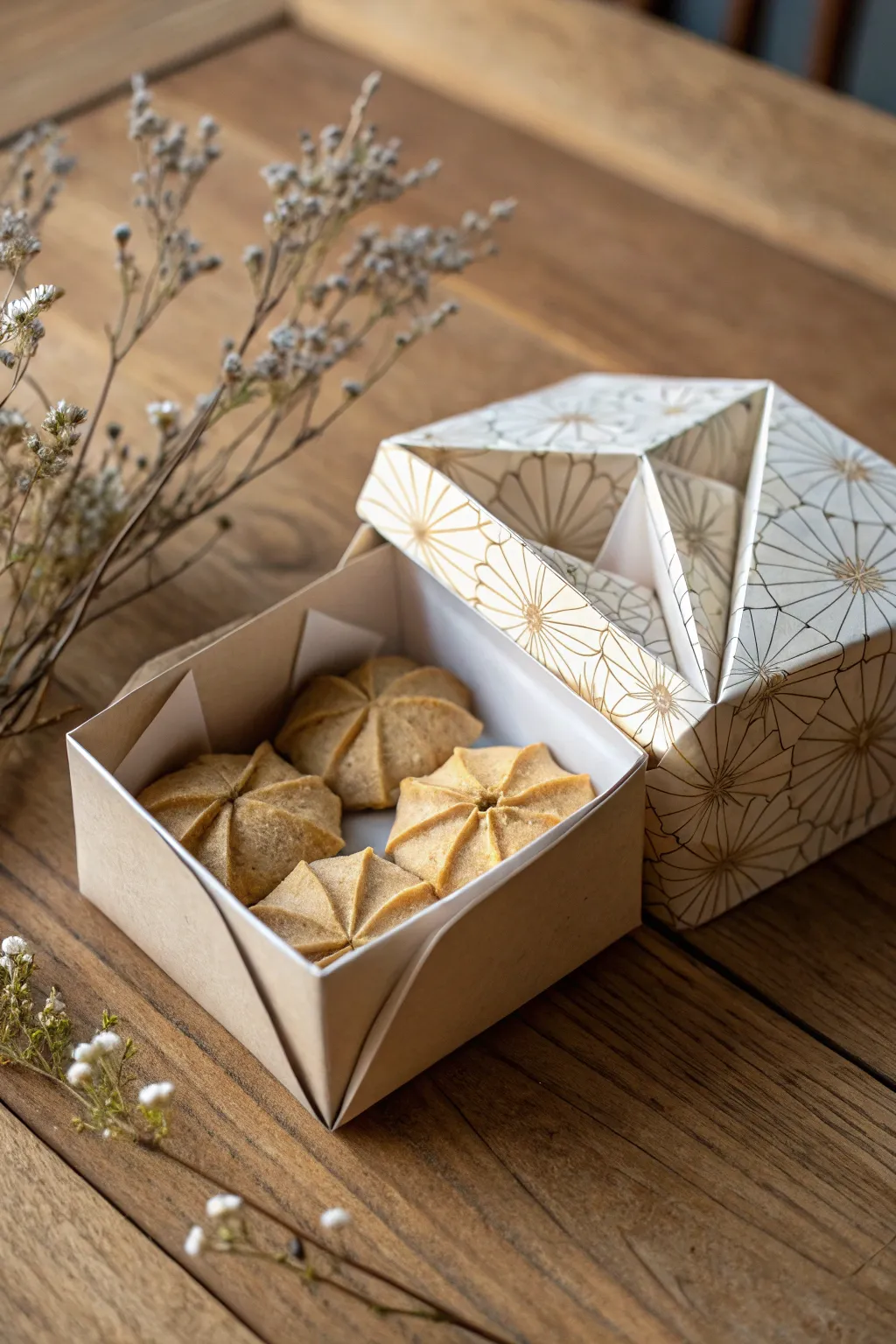 Craft your own elegance: Origami cookie boxes that blend simplicity with bohemian charm.