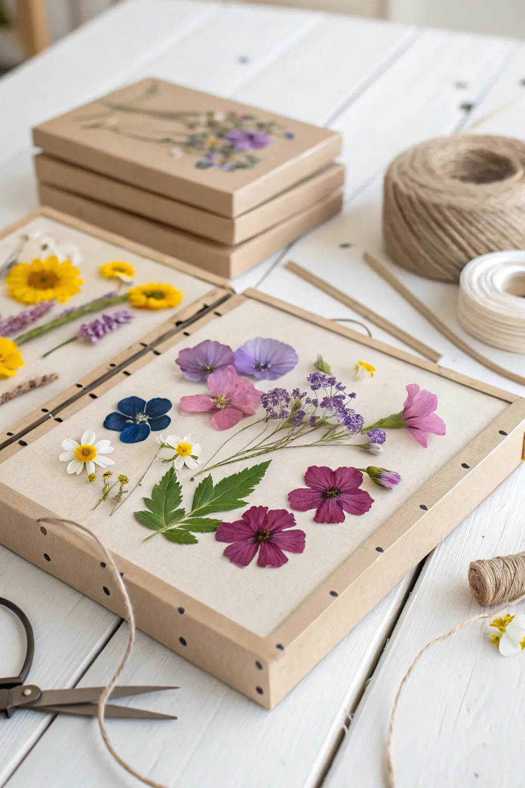 Capture the essence of spring with a handmade flower press: a minimalist's dream for preserving nature's vibrant beauty.