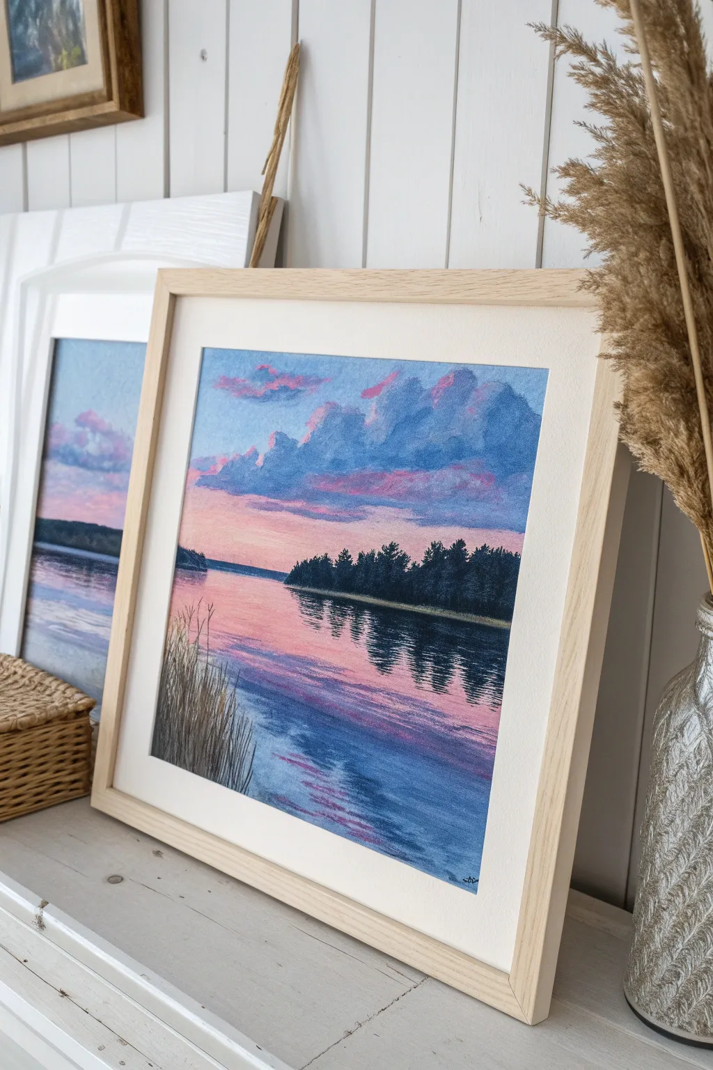 Tranquil Reflections: Elevate your space with this serene waterfront masterpiece.
