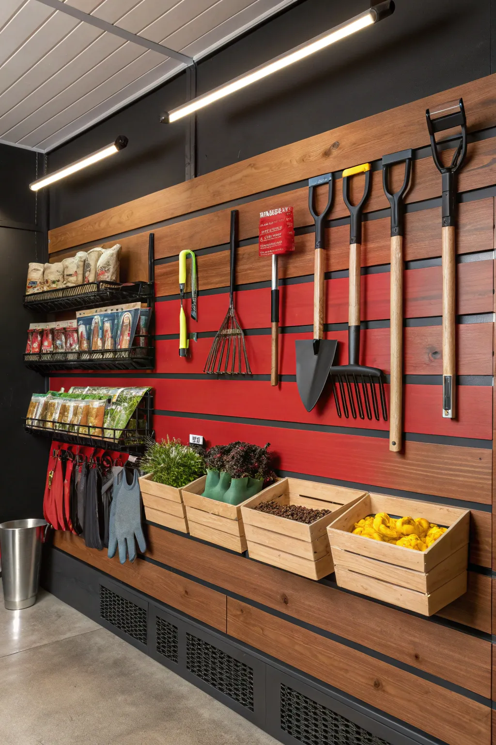 Transform your garage into a gardener's paradise with a stylish and organized slatwall station.