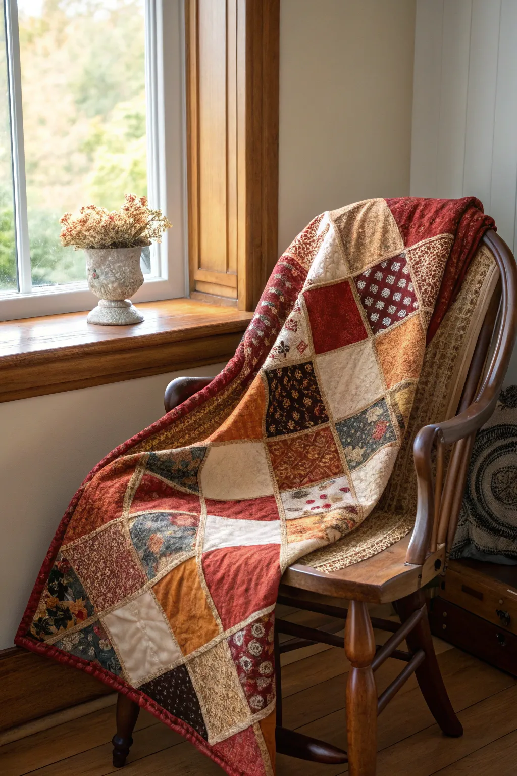Wrap yourself in the warmth of handcrafted beauty with this stunning patchwork quilt.