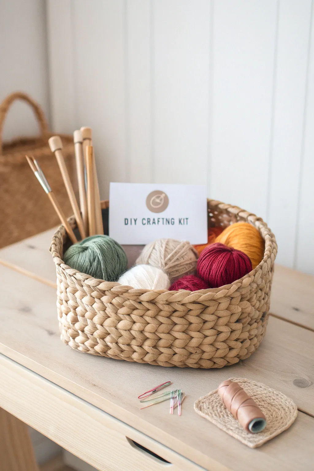 Craft your creativity with this beautifully curated DIY crafting kit basket, perfect for bringing your project ideas to life!
