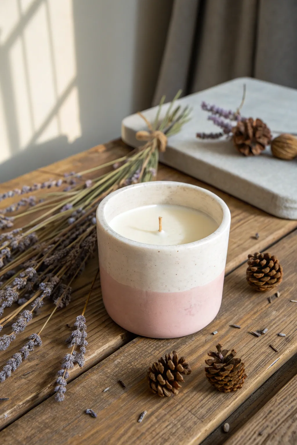 Create your own oasis of calm with handcrafted candles that add a touch of simplicity and natural beauty to your home.