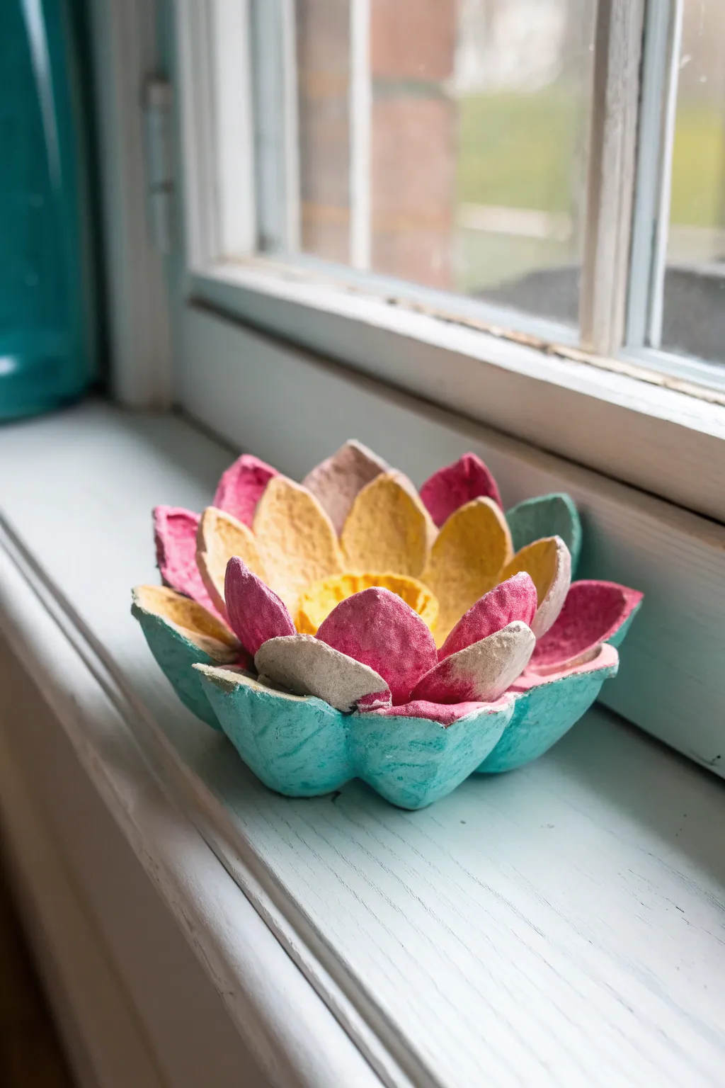 Bring everlasting cheer to your space with handcrafted egg carton flowers!