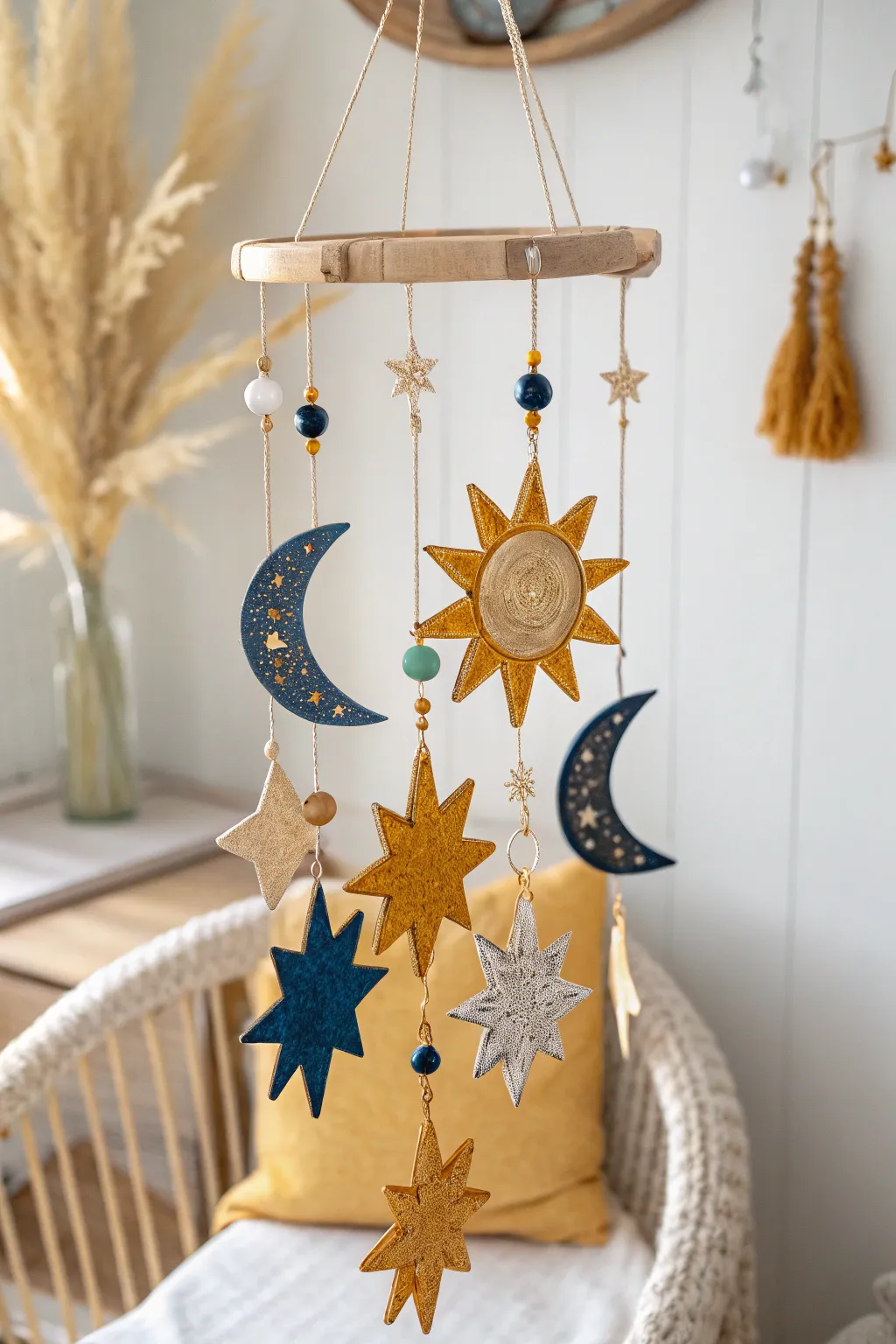 Elevate your space with this stunning celestial mobile, where artistry meets simplicity—a tribute to the beauty of creation.